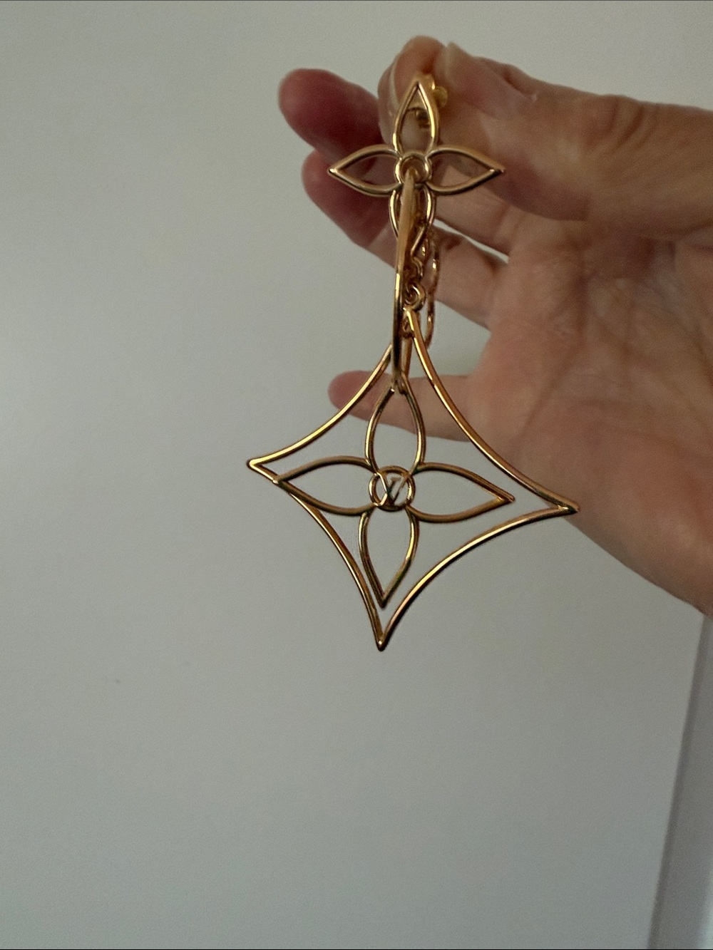 LOUIS VUITTON Earrings, Gold Openwork Star Drop Earrings